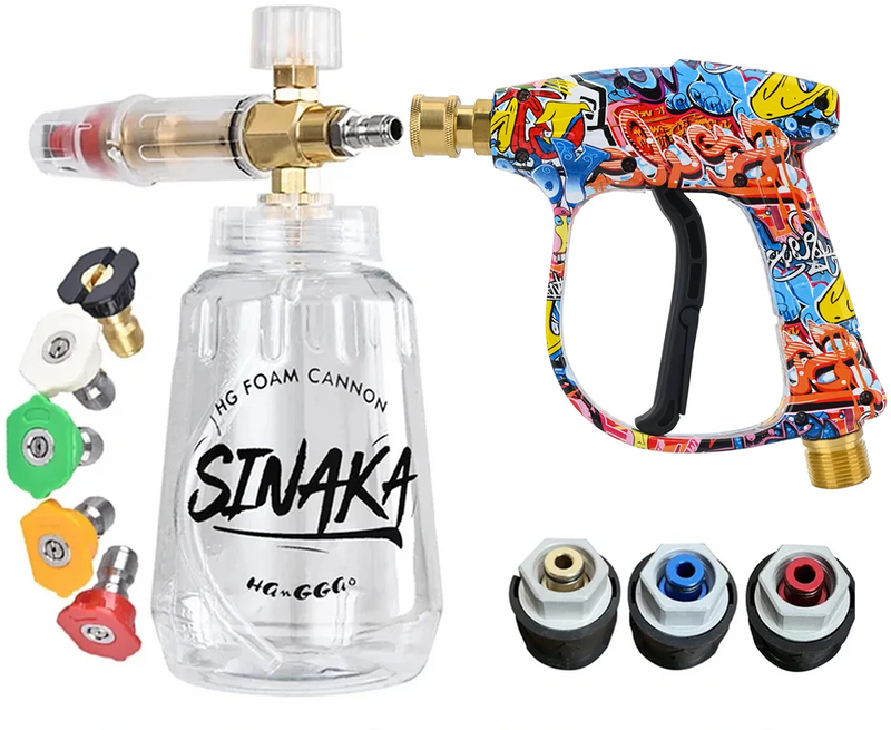 Kit Pistola de Alta Pressão Color + Snow Foam Profissional com Adaptador Lavadora - Frete Grátis