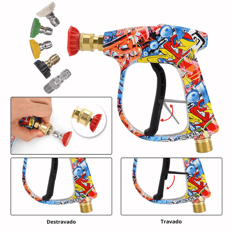Kit Pistola de Alta Pressão Color + Snow Foam Profissional com Adaptador Lavadora - Frete Grátis