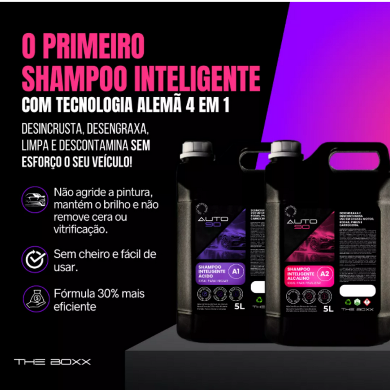 Kit Derrete Sujeira Pro Max (Pistola de Alta Pressão + Snow Foam + Lavadora de Alta Pressão K5 + adaptador +  Kit Auto90 10L + Pretinho 500ml + Shampoo c/ cera de Carnaúba 5L + Revitalizador de Plásticos) - Frete Grátis