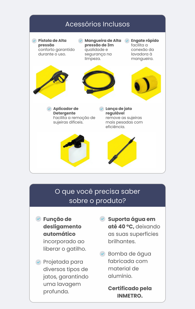Kit Derrete Sujeira Essencial ( Lavadora de alta pressão Karcher compacta + Pistola de Alta Pressão + Snow foam + adaptador) - Frete Grátis