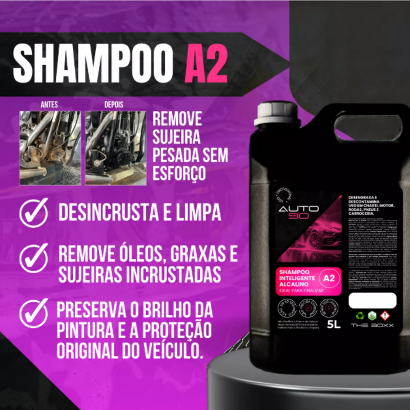 Kit Derrete Sujeira Pro Max (Pistola de Alta Pressão + Snow Foam + Lavadora de Alta Pressão K5 + adaptador +  Kit Auto90 10L + Pretinho 500ml + Shampoo c/ cera de Carnaúba 5L + Revitalizador de Plásticos) - Frete Grátis