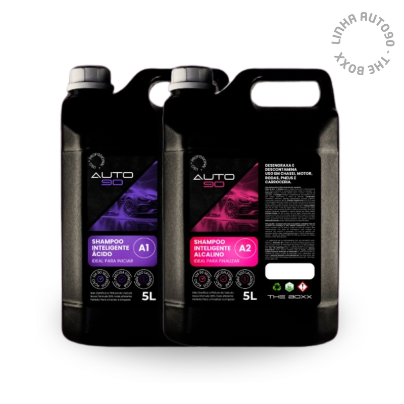 Shampoo Automotivo Kit Auto90 10L Profissional - Desincrustante, Desengraxante, Limpa, Descontamina - Frete Grátis