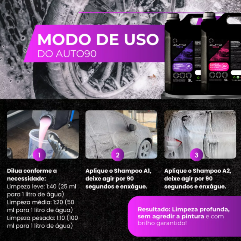 Kit Derrete Sujeira Pro Max (Pistola de Alta Pressão + Snow Foam + Lavadora de Alta Pressão K5 + adaptador +  Kit Auto90 10L + Pretinho 500ml + Shampoo c/ cera de Carnaúba 5L + Revitalizador de Plásticos) - Frete Grátis
