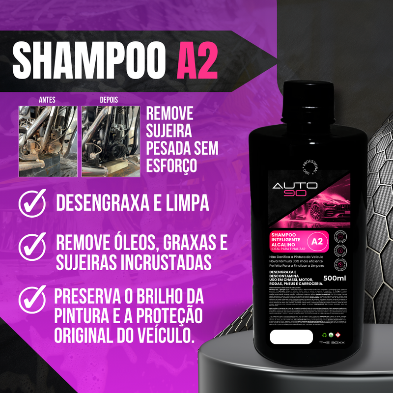 Kit Derrete Sujeira Manual (Snow foam manual + shampoo c/ cera 500ml + kit auto90 1L) - Frete Grátis