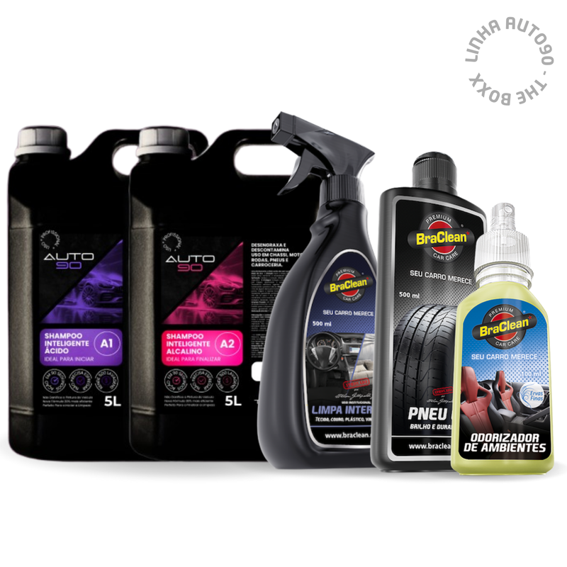 Kit Auto90 10L Profissional + Cursos + Pretinho em Gel + Limpa Estofados + Odorizador 2 em 1 - Atacado