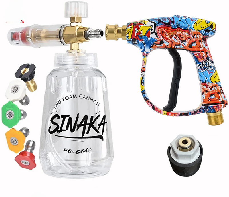 Kit Pistola de Alta Pressão Color + Snow Foam Profissional com Adaptador Lavadora - Frete Grátis