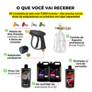 Kit Derrete Sujeira Profissional (Auto90 10L + Pistola de Alta Pressão Preta + Snow Foam + Pretinho em gel + Shampoo C/ Cera de Carnaúba + adaptador)