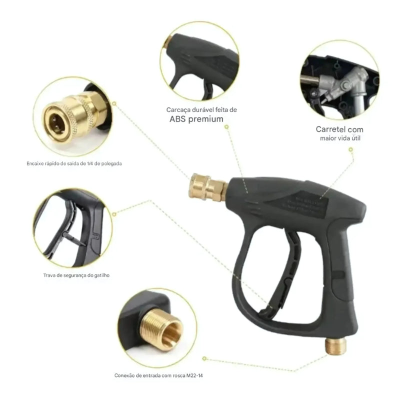 Kit Derrete Sujeira Completo ( Pistola de Alta Pressão Preta + Snow Foam Profissional + Lavadora de Alta Pressão Karcher Compacta + adaptador + Auto90 1L)