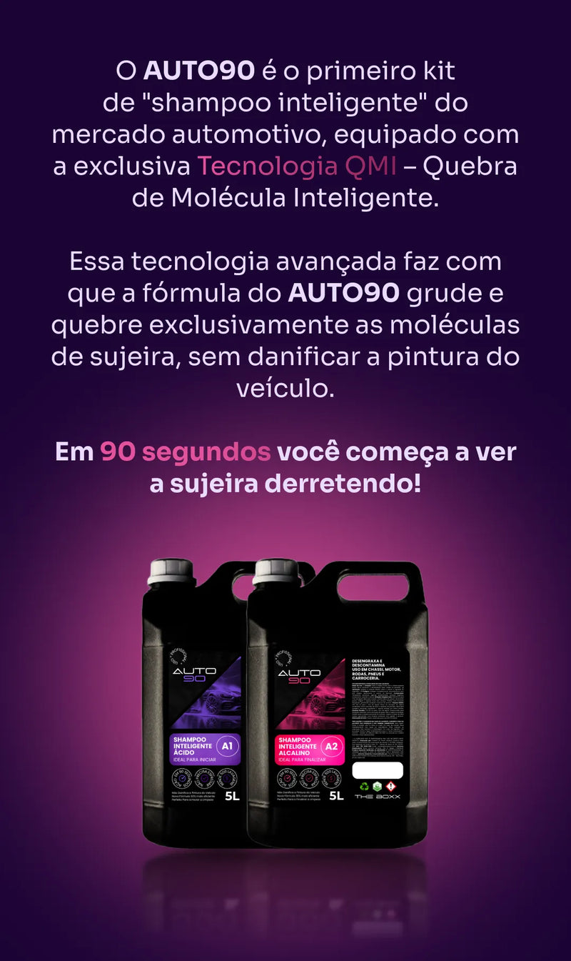 Shampoo Automotivo Kit Auto90 1L Pessoal - Desincrustante e Desengraxante - Frete Grátis