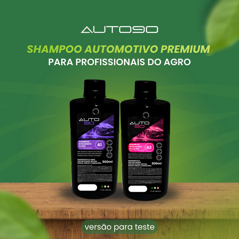 Shampoo automotivo premium para o agro Auto90 1L - Limpeza Pesada Para Máquinas Agrícolas (desicrustante + desengraxante)