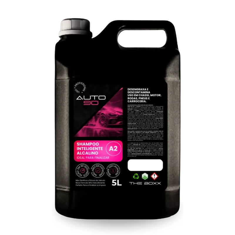 Shampoo Auto90 A2 500ml, segunda etapa da lavagem automotiva inteligente 4 em 1, promove acabamento, brilho intenso e descontaminação segura da pintura