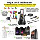 Kit Derrete Sujeira Pro Max (Pistola de Alta Pressão + Snow Foam + Lavadora de Alta Pressão K5 + adaptador +  Kit Auto90 10L + Pretinho 500ml + Shampoo c/ cera de Carnaúba 5L + Revitalizador de Plásticos)